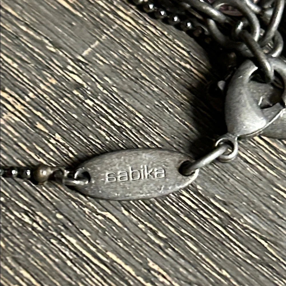 Sabika Crystal Necklace in Gold Tan and Moonstone Gunmetal Chain-‎ Winter 2014
